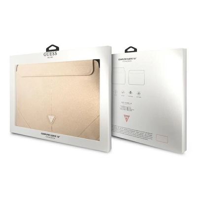 4. Guess Saffiano Triangle Logo case for a 16" laptop - beige