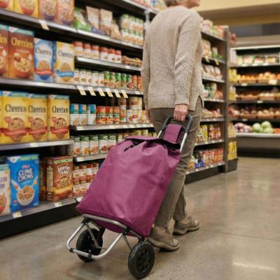 6. TROLLEY SHOPPING BAG ON WHEELS WITH FRAME 33L RED