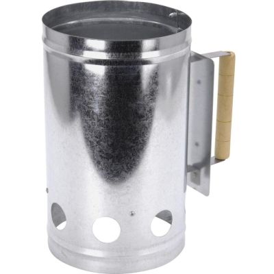 23. CHIMNEY LIGHTER FOR GRILL, HEIGHT 27.5 CM WITH WOODEN HANDLE