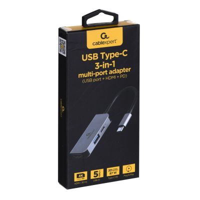 2. GEMBIRD USB TYPE-C 3-IN-1 MULTI ADAPTER (USB HUB + HDMI + PD)