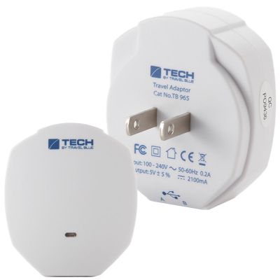 TRAVEL BLUE 2-USB MAINS CHARGER – USA