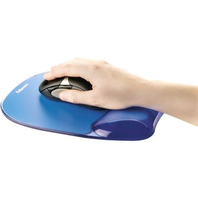 2. Fellowes CRYSTAL Mouse Pad and Wrist Rest Gel Blue