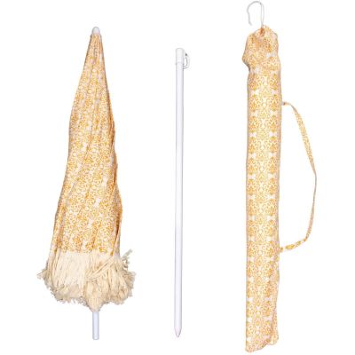2. BEACH AND GARDEN UMBRELLA WITH FRINGE 174 CM YELLOW
