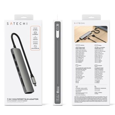 7. Satechi 7-in-1 USB-C Slim Multiport Adapter with Ethernet - Space Gray
