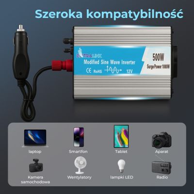 17. Extralink OPIM-500W 12V 500W Modified Sine Car Inverter