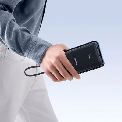 12. Baseus Lipow 10000mAh 22.5W Powerbank with Dual Built-in Cable with Display (with additional black Baseus Simple USB-A - USB-C 3A 0.2m cable) - Black