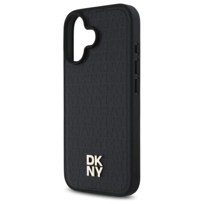 6. DKNY Repeat Pattern Stack Logo MagSafe iPhone 16 Case - Black