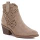Women's suede ankle boots with openwork heel, beige, S.Barski HY61-8012