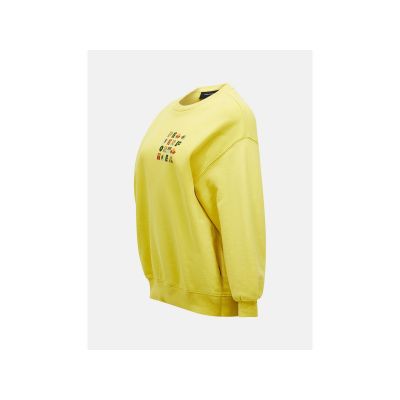 2. Women's PEAK PERFORMANCE W Terry Graphic Crew Sweatshirt Yellow