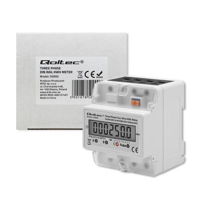 7. QOLTEC THREE-PHASE ENERGY CONSUMPTION METER FOR DIN RAIL | 230V | LCD | 4P