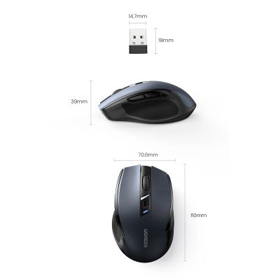 18. Ugreen MU006 Wireless USB 2.4GHz 4000 DPI Optical Mouse - Black