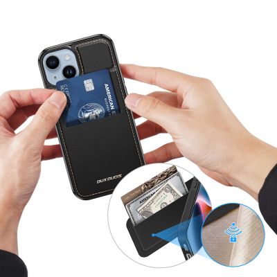 10. 3in1 Wallet Case with Stand for iPhone 14 Plus MagSafe RFID Blocker Dux Ducis Rafi Mag - Black