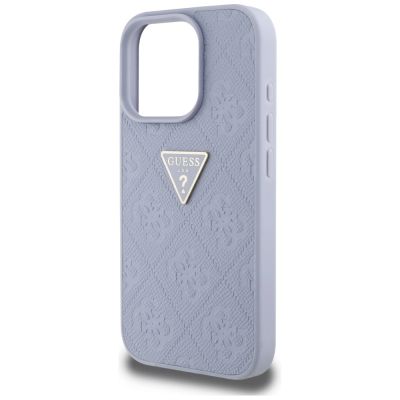 6. Guess Hot Stamp 4G Pattern Triangle Metal Logo iPhone 16 Pro Case - Purple