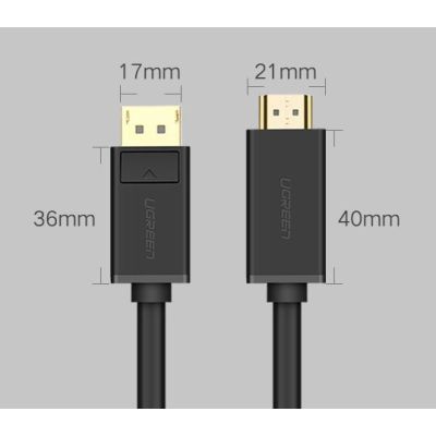 24. Ugreen unidirectional DisplayPort to HDMI Cable 4K 30Hz 32 AWG 2m Black (DP101 10202)