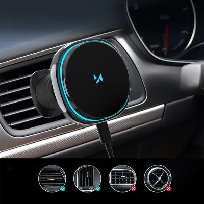 8. Wozinsky WCT5-Q6S2Y Car Holder with Qi/MagSafe 15W Inductive Charger for Ventilation Grill with Fan - Black