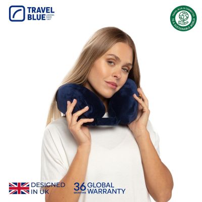 4. TRAVEL BLUE TRANQUILITY MEMORY FOAM TRAVEL PILLOW NAVY