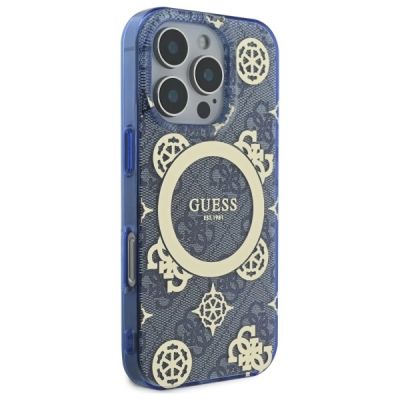 4. Guess GUHMP16XH4PYEEB iPhone 16 Pro Max 6.9" blue/blue hardcase IML Peony On 4G Background MagSafe