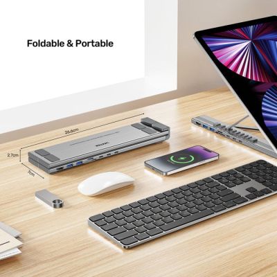 17. UNITEK ADJUSTABLE LAPTOP STAND + HUB USB-C/A, HDMI 2.0, PD 100W