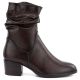 7. Women's high-heeled ankle boots with a gathered upper, brown Vinceza 58682
