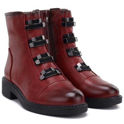 4. Women's winter ankle boots on a block red M.Daszyński SA252-16 SA252-1