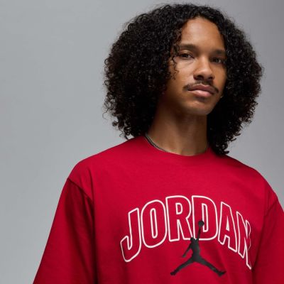 3. Men's Air Jordan Brooklyn Arch Logo T-shirt Gym Red - IB7347-687