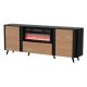 VOLARE chest of drawers 200x39x75 black/walnut + fireplace