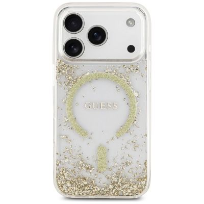 3. Guess Resin Bottom Glitter MagSafe Case for iPhone 17 Pro - Gold