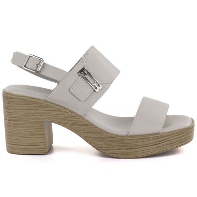 2. Women's ash-gray heeled sandals M.Daszyński MR23126-9