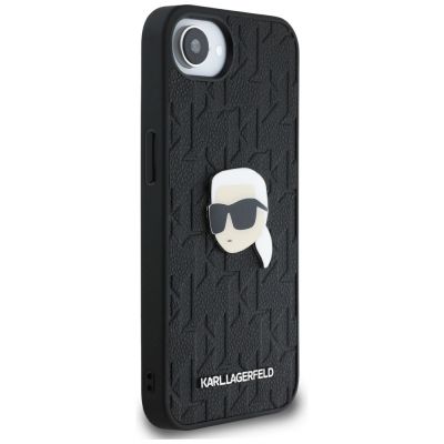 4. Karl Lagerfeld Monogram Karl Head Pin iPhone 16e Case - Black
