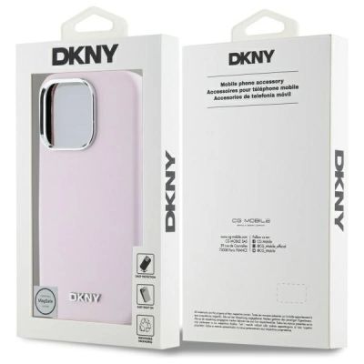 8. DKNY Liquid Silicone Small Metal Logo MagSafe iPhone 16 Pro Max Case - Pink
