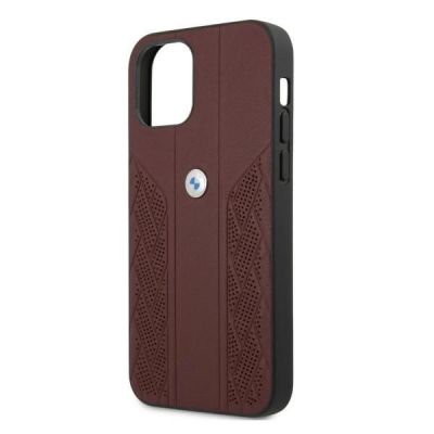 6. BMW Leather Curve Perforate Case for iPhone 12 / iPhone 12 Pro - Red