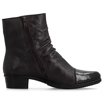 8. Women's leather ankle boots with heels, brown, insulated, Rieker Y0773-25