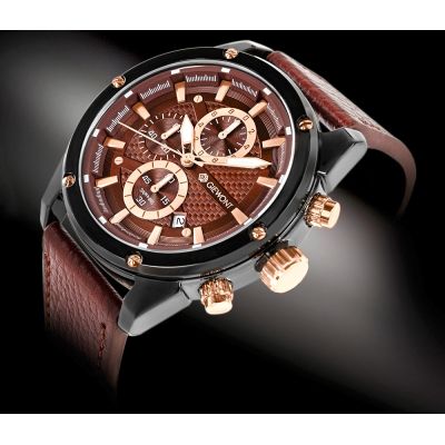 2. Men's Watch Giewont Chronograph Sapphire Black Brown GW8810-A3