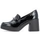 3. Women's patent leather high-heeled loafers, black, Rieker 58051-00