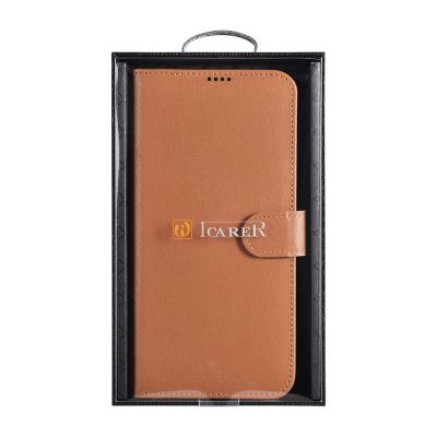 5. iCarer Haitang Leather Wallet Case Leather Case for Samsung Galaxy S22 + (S22 Plus) Wallet Housing Cover Brown (AKSM05BN)