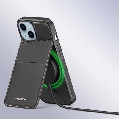 9. 3in1 Wallet Case with Stand for iPhone 15 Plus MagSafe RFID Blocker Dux Ducis Rafi Mag - Black
