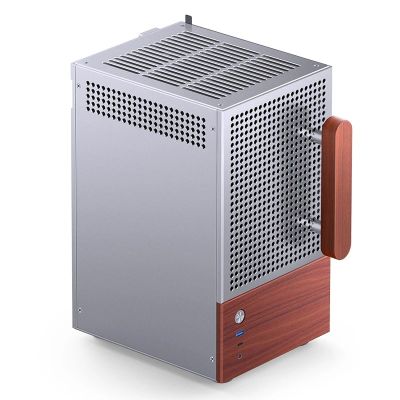 24. Jonsbo T6 Mini-Tower PC Case, Mini-ITX, Tempered Glass, Wood - Silver