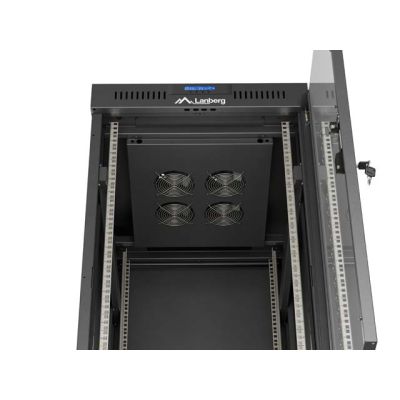 8. LANBERG FLOOR RACK CABINET 19" 24U 600X800 BLACK GLASS DOOR LCD (FLAT PACK) V2