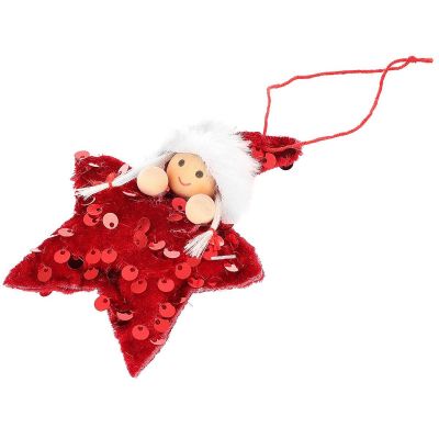 4. SET OF 3 PENDANTS STAR DOLLS RED SEQUINS