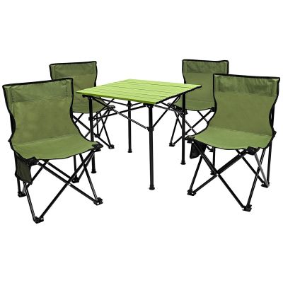 7. 5-IN-1 TRAVEL SET TABLE AND 4 CHAIRS GREEN