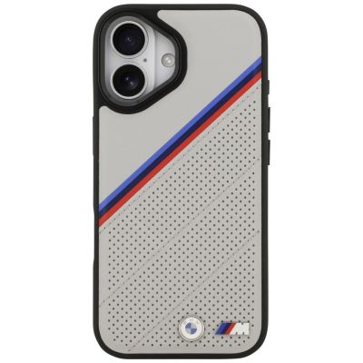 3. BMW M Tricolor Metal Logo MagSafe Case for iPhone 17 - Gray