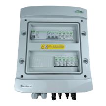 DCAC hermetic IP65 EMITER connection switchboard with Noark 1000V DC surge arrester type 2, 2 x PV string, 2 x MPPT // Noark AC limiter type 2, 10A 3-F, RCD type A 40A/300mA