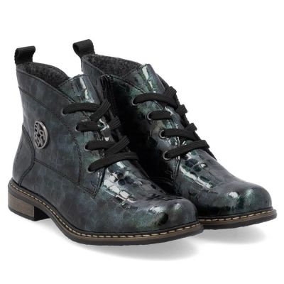 8. Women’s green patent croc ankle boots Rieker 71205-90