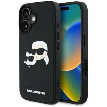 Karl Lagerfeld HC 3D Rubber Double Heads iPhone 16 Case - Black