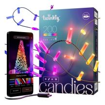 Twinkly Candies – 200 candle-shaped RGB LED lights, green cable, USB-C