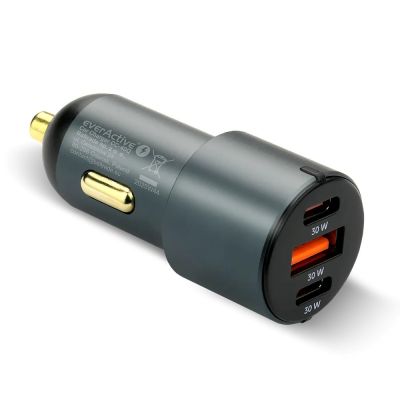 2. EVERACTIVE CAR CHARGER 1X USB QC3.0, 2X USB-C PD 60W BLACK CC-40Q