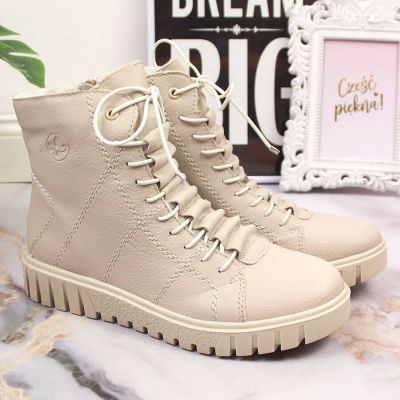 4. Rieker W RKR279C insulated platform ankle boots, beige