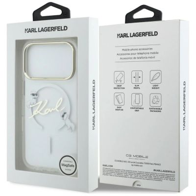 8. Karl Lagerfeld IML Choupettes Karl Script Logo MagSafe Case for iPhone 17 Pro Max - Clear