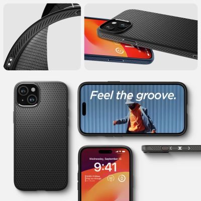 15. Spigen Liquid Air iPhone 15 Case - Matte Black