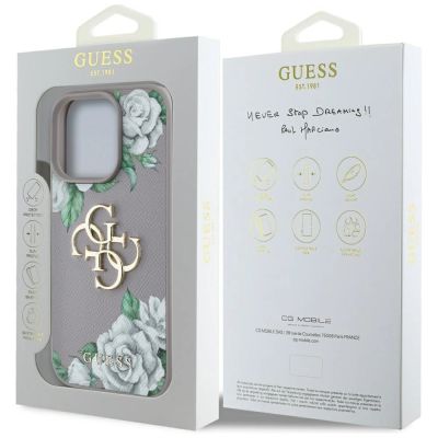 8. Guess Grained Roses Big 4G Logo iPhone 16 Pro Case - Purple